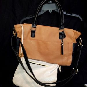 Steve Madden Satchel with Attached Mini Cosmetic Bag